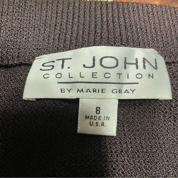 St John Collection 3Pc Knit Tank Pant Skirt Suit Chocolate Brown sz S 6 8 - Picture 9 of 13